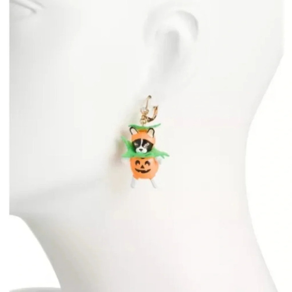 BETSEY JOHNSON Halloween Mismatched Dog in a Pumpkin & Sparkly Bone Earrings NWT - Picture 4 of 6
